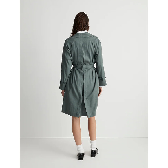 Madewell Textural Trench Coat Green Medium New - Picture 10 of 14